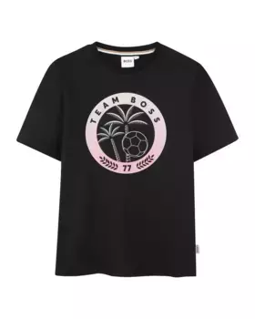 Футболка для мальчика из черного хлопка BOSS Kidswear, чёрный