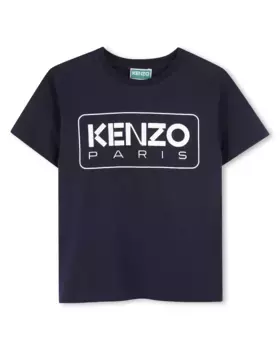 Футболка для мальчика из хлопка с короткими рукавами Kenzo Kids, тёмно-синий