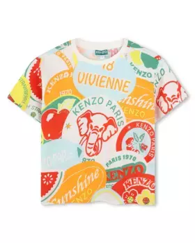 Футболка для мальчика из хлопка с принтом Kenzo Kids, многоцветный