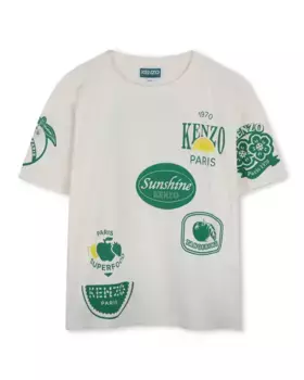 Футболка для мальчика из хлопка с принтом Kenzo Kids, белый