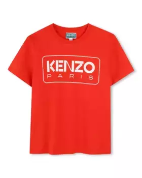 Футболка для мальчика из хлопка с короткими рукавами Kenzo Kids, красный