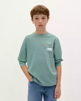 Футболка для мальчика из хлопка с длинными рукавами Scalpers, зеленый