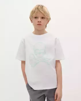 Футболка для мальчика из хлопка с короткими рукавами Scalpers, белый