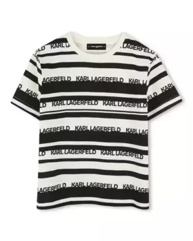 Футболка для мальчика из хлопка с принтом Karl Lagerfeld Kids, белый