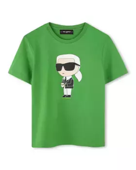 Футболка для мальчика из хлопка с короткими рукавами Karl Lagerfeld Kids, зеленый