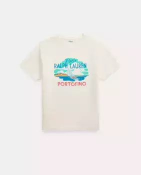 Футболка для мальчика из хлопка с рисунком спереди Polo Ralph Lauren, белый