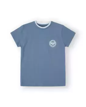 Футболка для мальчика из хлопка синего цвета с принтом на спине Canada House, синий