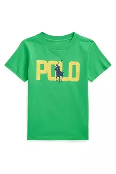 Футболка для мальчика из хлопкового трикотажа с меняющим цвет логотипом Polo Ralph Lauren, зеленый