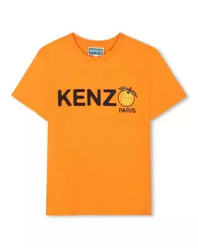 Футболка для мальчика из оранжевого хлопка Kenzo Kids, оранжевый