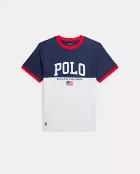 Футболка для мальчика из плотного хлопка с рисунком ПОЛО Polo Ralph Lauren, белый