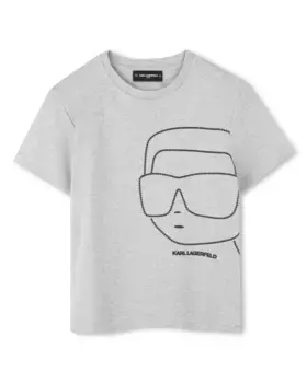 Футболка для мальчика из серого хлопка Karl Lagerfeld Kids, светло-серый