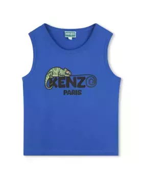 Футболка для мальчика из синего хлопка Kenzo Kids, синий индиго