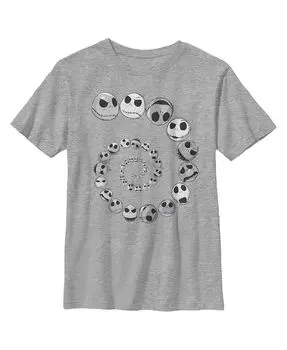 Футболка для мальчика Кошмар перед Рождеством со спиральными выражениями лица и настроением Джека Чайлда Disney, серый