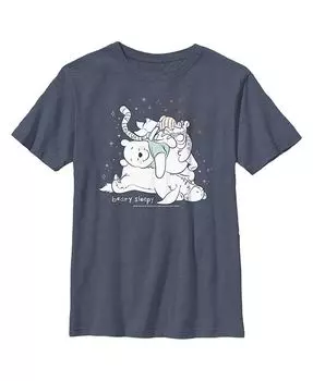 Футболка для мальчика Медвежонок Винни-Пух Сонный ребенок Disney, синий