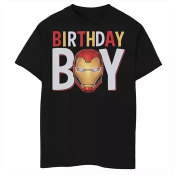 Футболка для мальчика на день рождения с изображением Marvel Avengers Iron Man для мальчиков 8–20 лет Licensed Character, черный