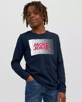 Футболка для мальчика с длинным рукавом Jack & Jones, темно-синий