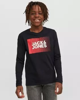 Футболка для мальчика с длинным рукавом Jack & Jones, черный