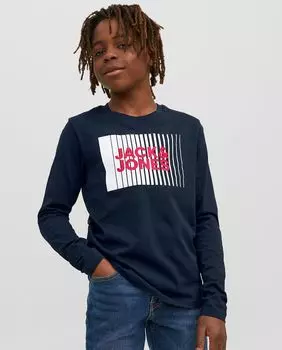 Футболка для мальчика с длинным рукавом Jack & Jones, темно-синий