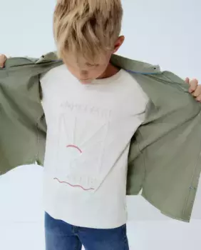 Футболка для мальчика с длинными рукавами и тиснением Kids El Corte Ingls, цвет Rice paper