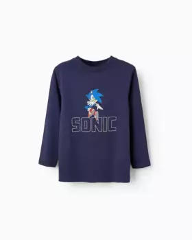 Футболка для мальчика с длинными рукавами и мотивом Sonic Zippy, темно-синий