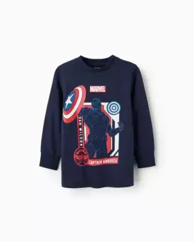 Футболка для мальчика с длинными рукавами и мотивом Капитана Америки Zippy, темно-синий