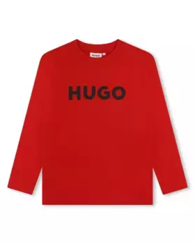 Футболка для мальчика с длинными рукавами из 100% хлопка Hugo, красный