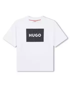 Футболка для мальчика с длинными рукавами из 100% хлопка Hugo, белый