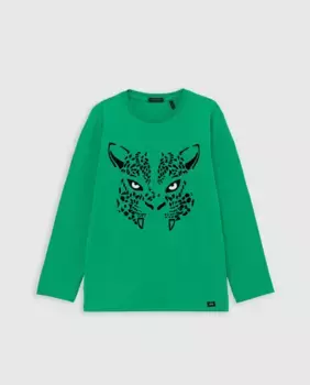Футболка для мальчика с длинными рукавами и круглым вырезом IKKS, зеленый