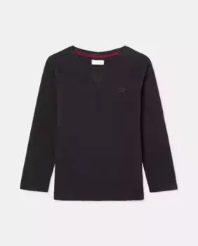 Футболка для мальчика с длинными рукавами и рисунком кадриллы Cotton Juice, антрацит