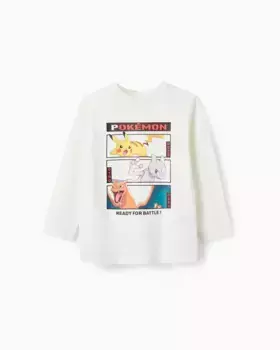 Футболка для мальчика с длинными рукавами и мотивом Pokmon Zippy, белый