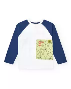 Футболка для мальчика с длинными рукавами и карманом и узором на спине Tuc tuc, белый