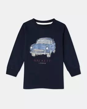 Футболка для мальчика с длинными рукавами и автомобильным принтом Hackett, синий