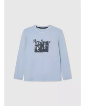 Футболка для мальчика с длинными рукавами и фотопринтом Pepe Jeans, светло-синий