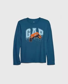 Футболка для мальчика с длинными рукавами и круглым вырезом Gap, синий