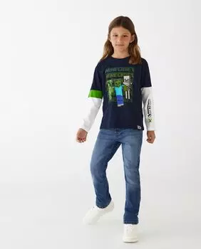 Футболка для мальчика с длинными рукавами и принтом Minecraft El Corte Ingls, темно-синий