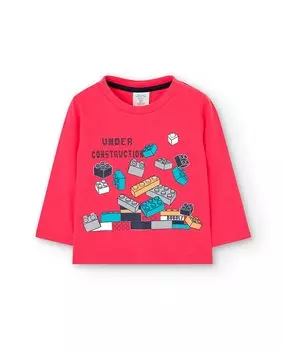 Футболка для мальчика с длинными рукавами и рисунком спереди Boboli, красный