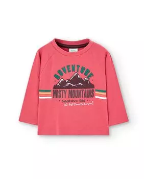 Футболка для мальчика с длинными рукавами и рисунком спереди Boboli, оранжевый