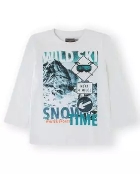 Футболка для мальчика с длинными рукавами из 100% хлопка Canada House, белый