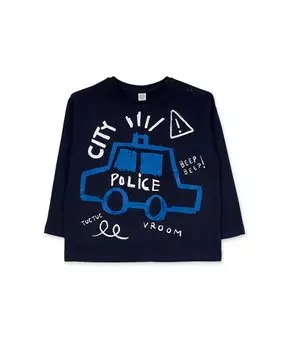 Футболка для мальчика с длинными рукавами из 100% хлопка Tuc tuc, темно-синий