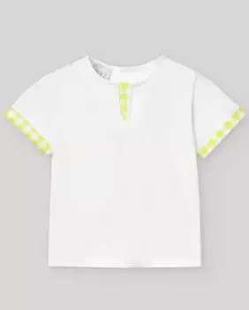 Футболка для мальчика с контрастными аппликациями в клетку Волчок PAZ Rodrguez, белый