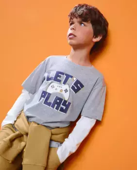 Футболка для мальчика с контрастными рукавами Kids El Corte Ingls, серый