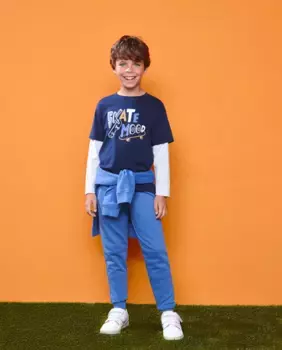 Футболка для мальчика с контрастными рукавами Kids El Corte Ingls, темно-синий