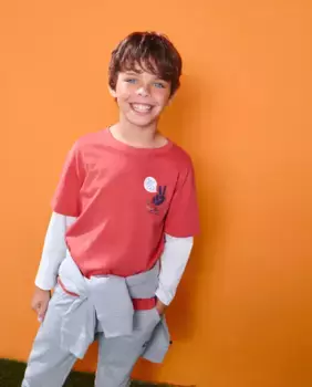 Футболка для мальчика с контрастными рукавами Kids El Corte Ingls, красный