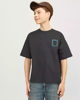 Футболка для мальчика с коротким рукавом и принтом на спине Jack & Jones, черный