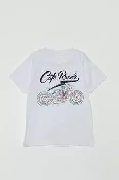Футболка для мальчика с короткими рукавами и принтом «Двигатель» JackandRoy, белый