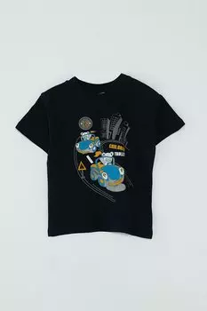 Футболка для мальчика с короткими рукавами и принтом автомобиля JackandRoy, темно-синий
