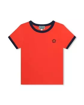 Футболка для мальчика с короткими рукавами и контрастной окантовкой Kenzo Kids, красный