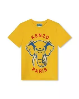 Футболка для мальчика с короткими рукавами и рисунком спереди Kenzo Kids, желтый