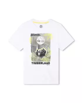 Футболка для мальчика с короткими рукавами и рисунком спереди Timberland, белый