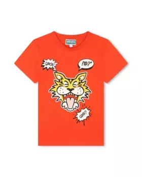 Футболка для мальчика с короткими рукавами и рисунком спереди Kenzo Kids, красный
